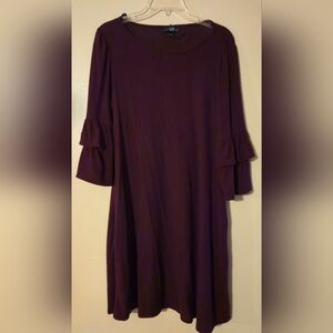 AGB Women's Long Sleeve Dress Burgundy Size S